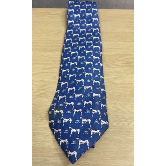 Andre Claude Canova FDNY Mens Neck Tie Blue Dog Design Made in France - Picture 6 of 6
